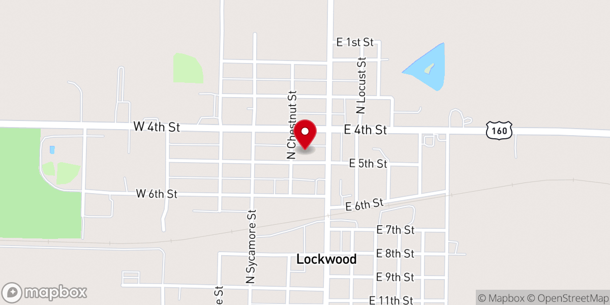 Map showing location of First Baptist Church-Lockwood