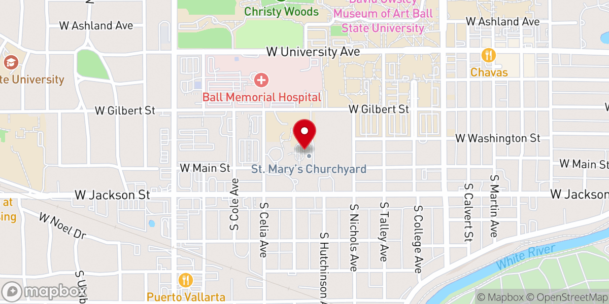 Map showing location of Muncie Catholic Pastorate