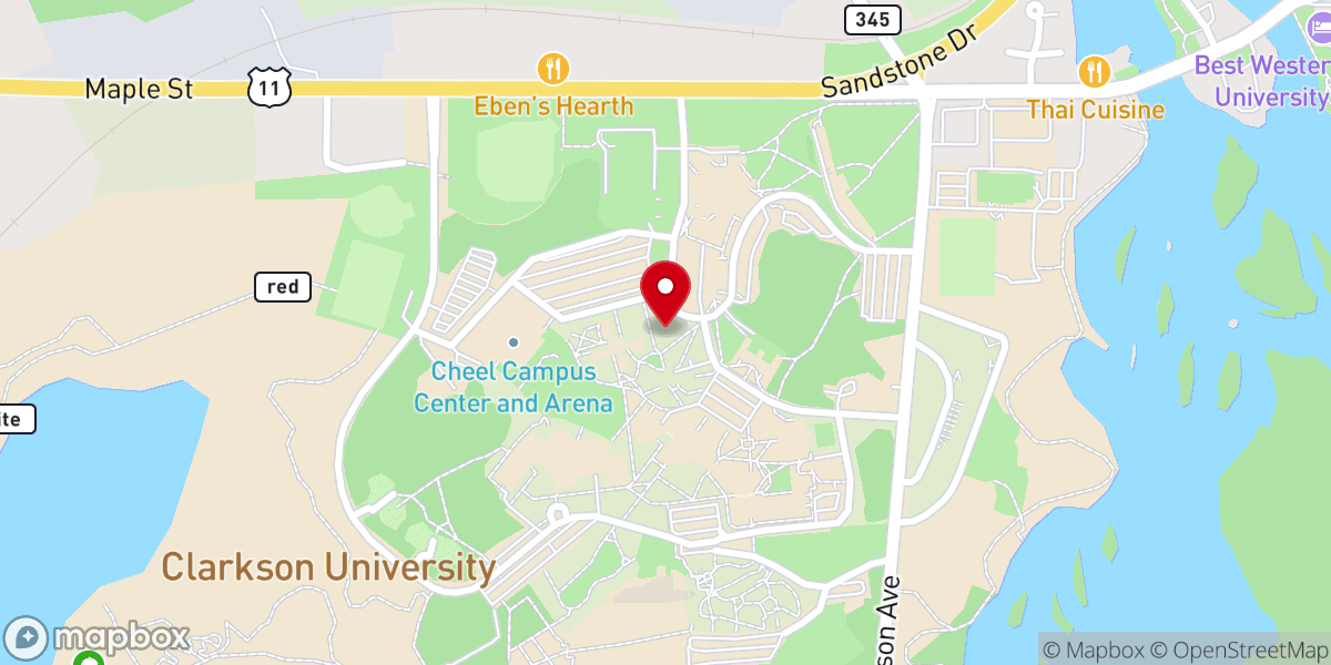 Map showing location of Clarkson University