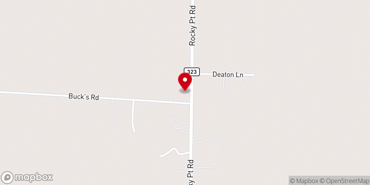 Map showing location of Rocky Point Baptist Church