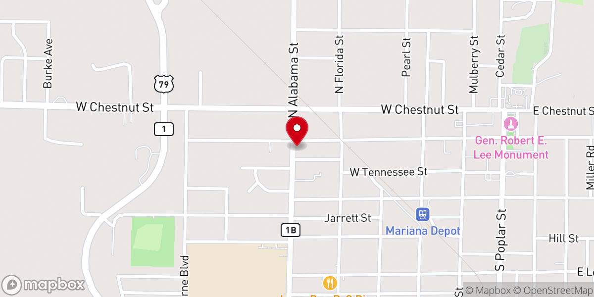 Map showing location of Marianna Second Baptist Church