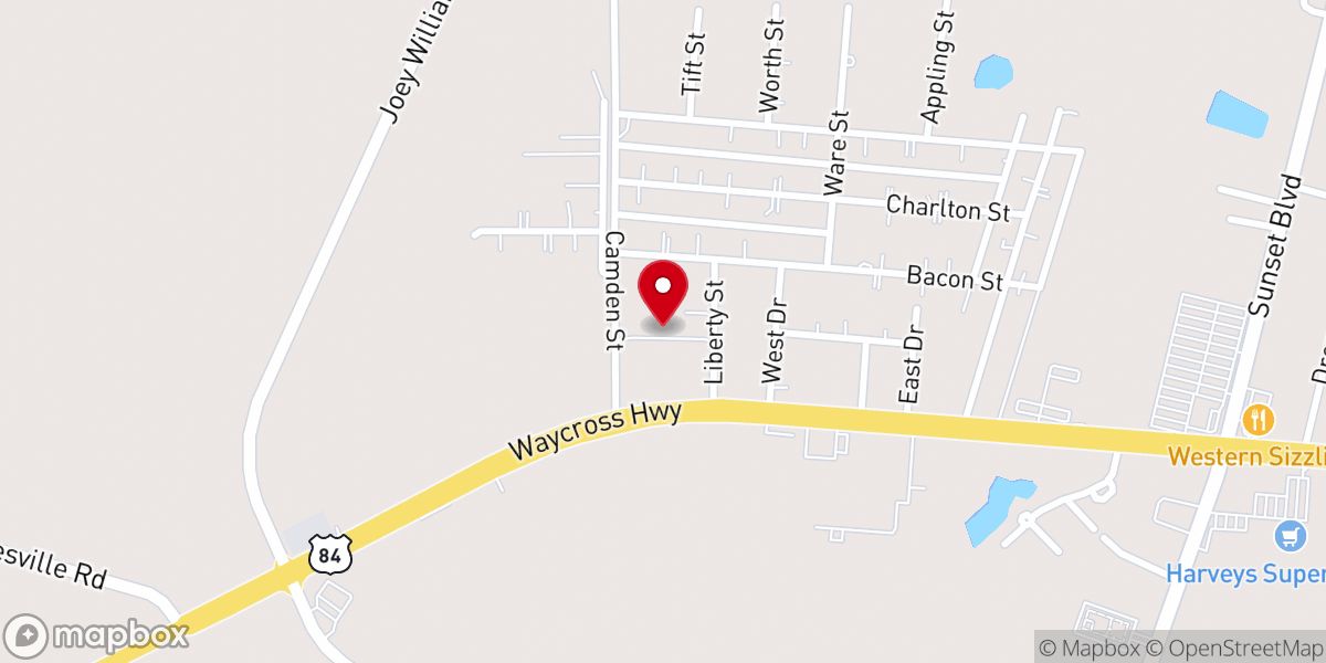 Map showing location of Emmanuel Baptist Church