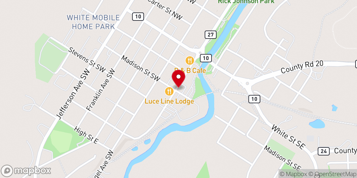 Map showing location of Rivers Edge Church