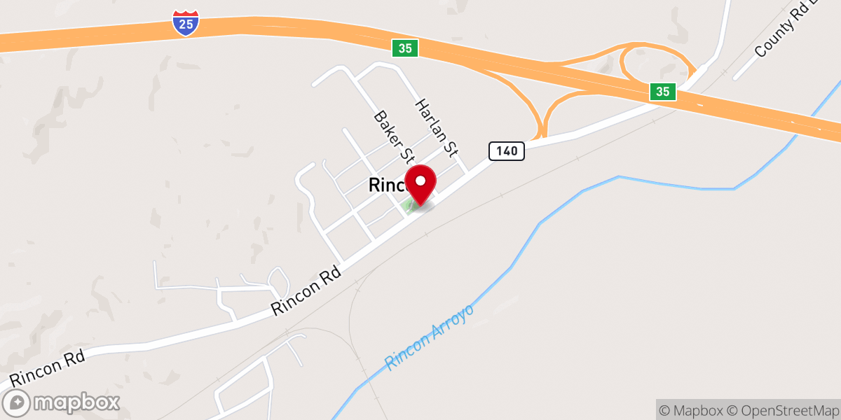 Map showing location of Rincon Offical Scenic Historical Marker