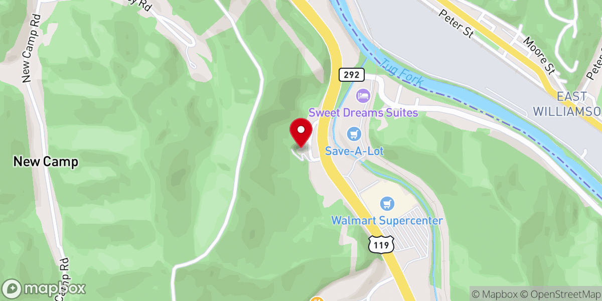 Map showing location of Salem Church of Old Regular Baptist