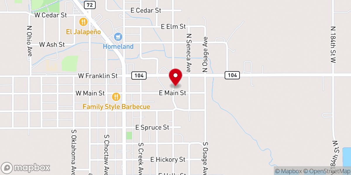 Map showing location of Eastside First Baptist Church