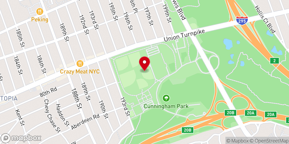 Map showing location of Cunningham Park