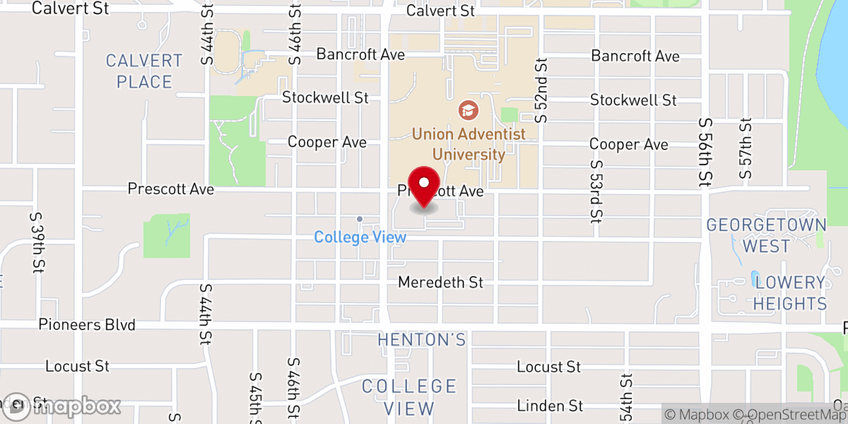 Map showing location of College View Seventh Day Adventist Church