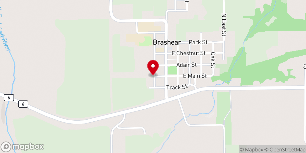 Map showing location of Brashear Community Bible Church