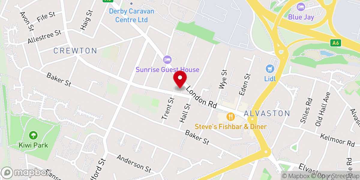 Map showing location of Alvaston Methodist Church
