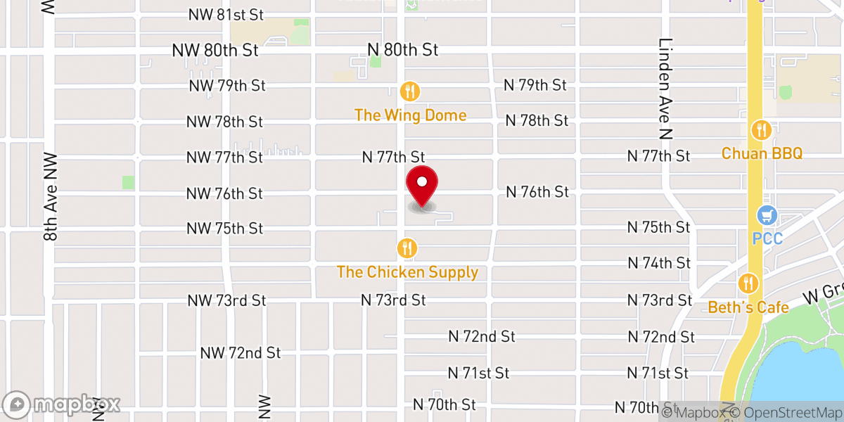 Map showing location of Phinney Ridge Lutheran Church