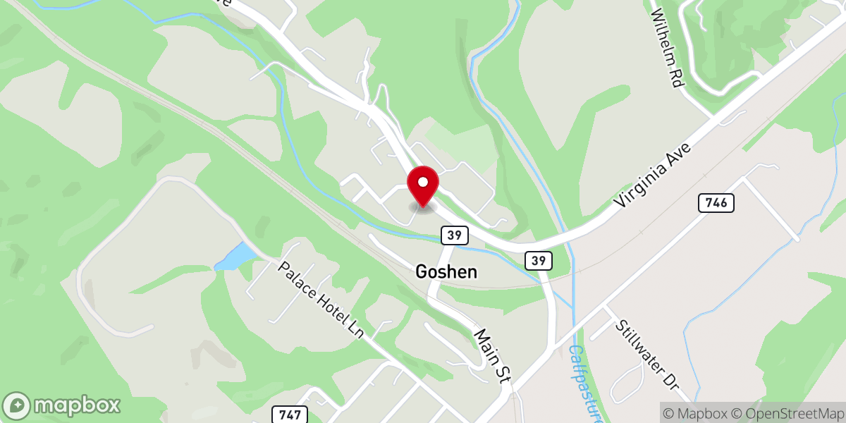 Map showing location of Goshen Presbyterian Church