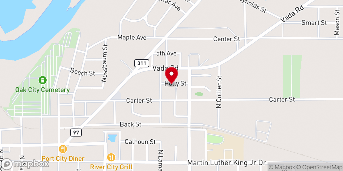 Map showing location of Greater Macedonia Baptist Church