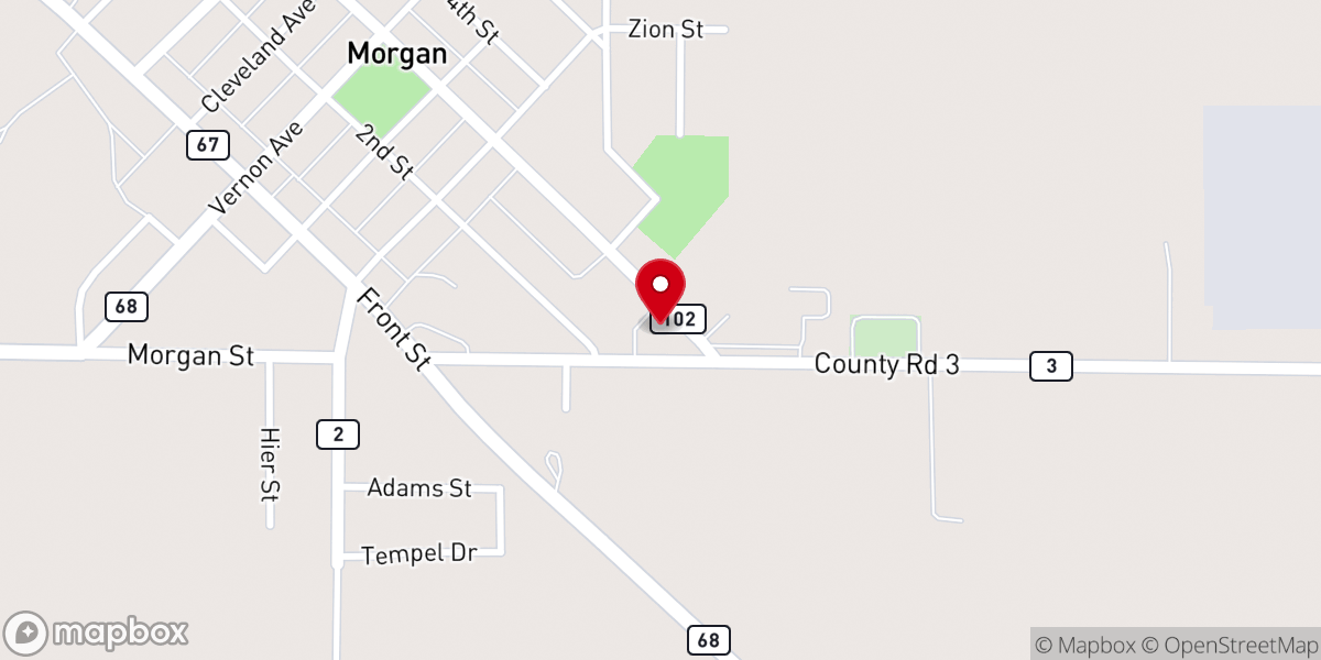 Map showing location of Morgan United Methodist Church