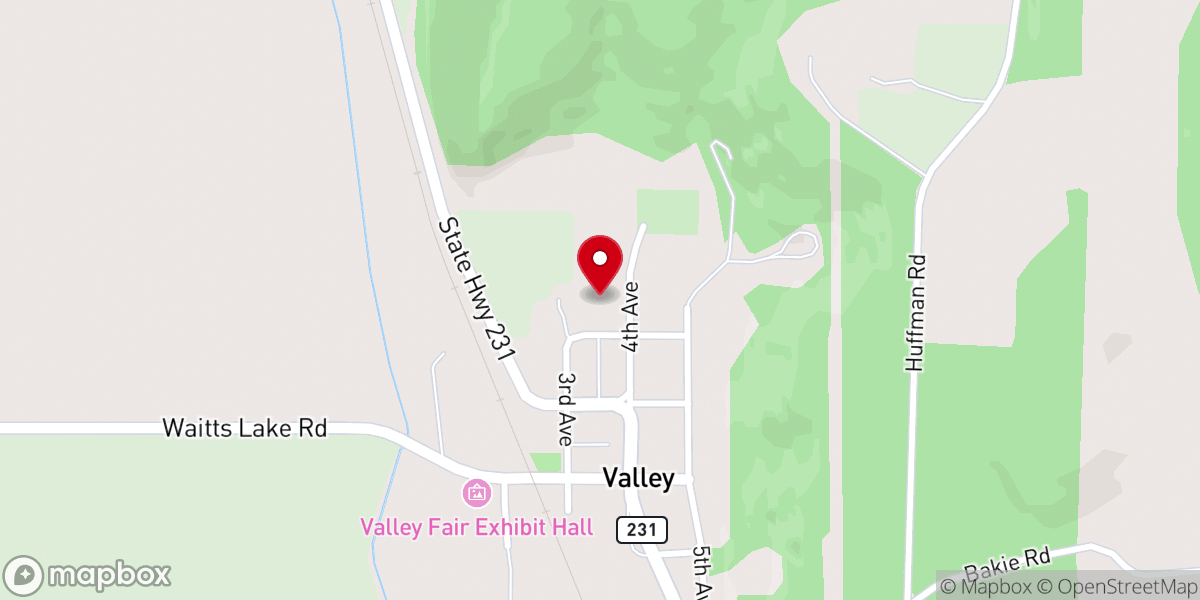 Map showing location of Valley Bible Church