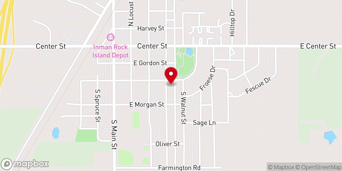 Map showing location of Inman Mennonite Church