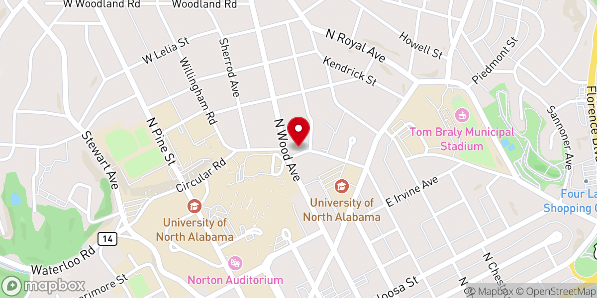 Map showing location of First Christian Church