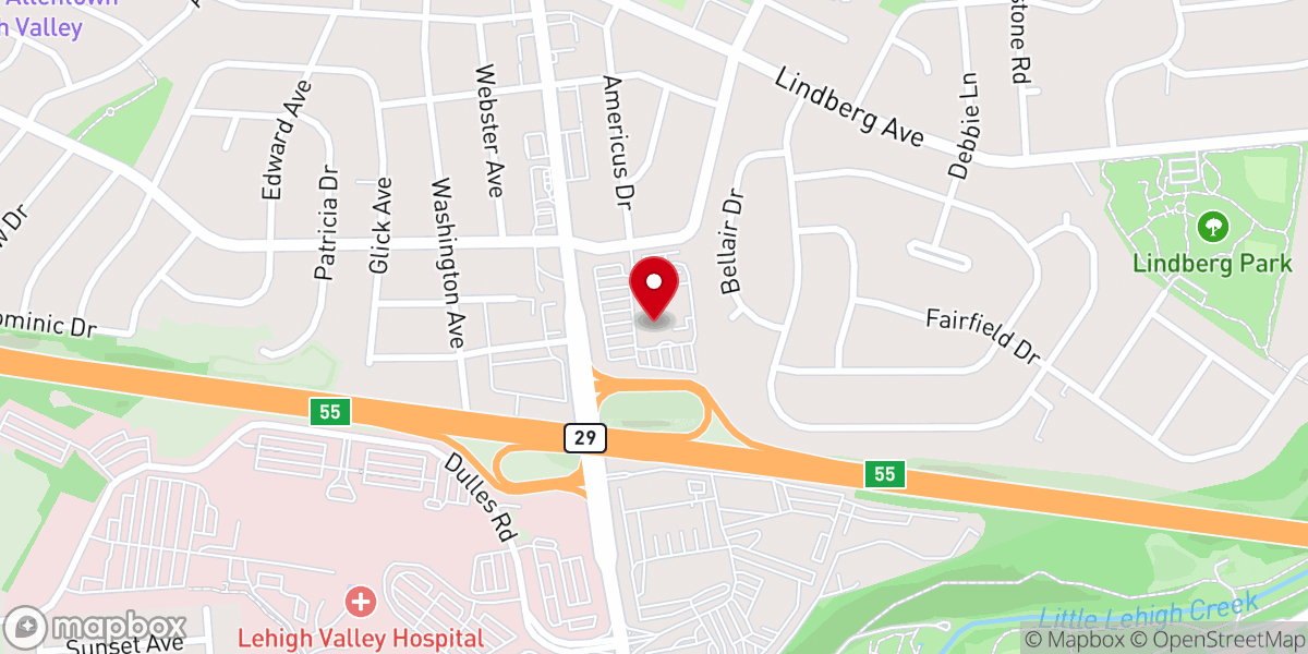 Map showing location of Cedar Crest Bible Fellowship Church