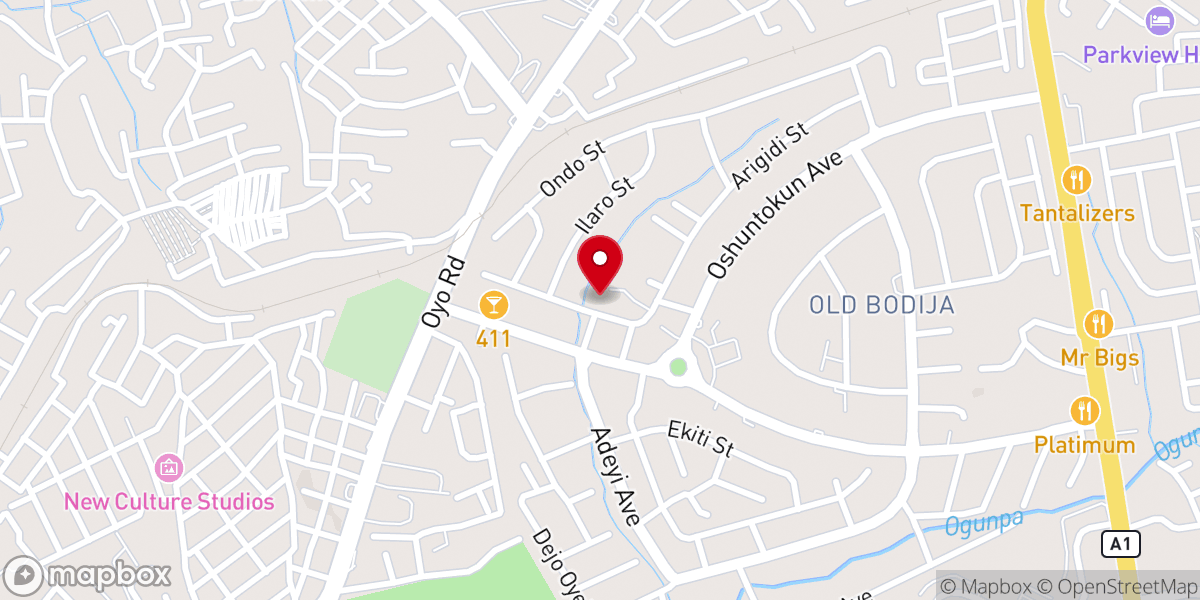 Map showing location of All Souls' Church, Bodija