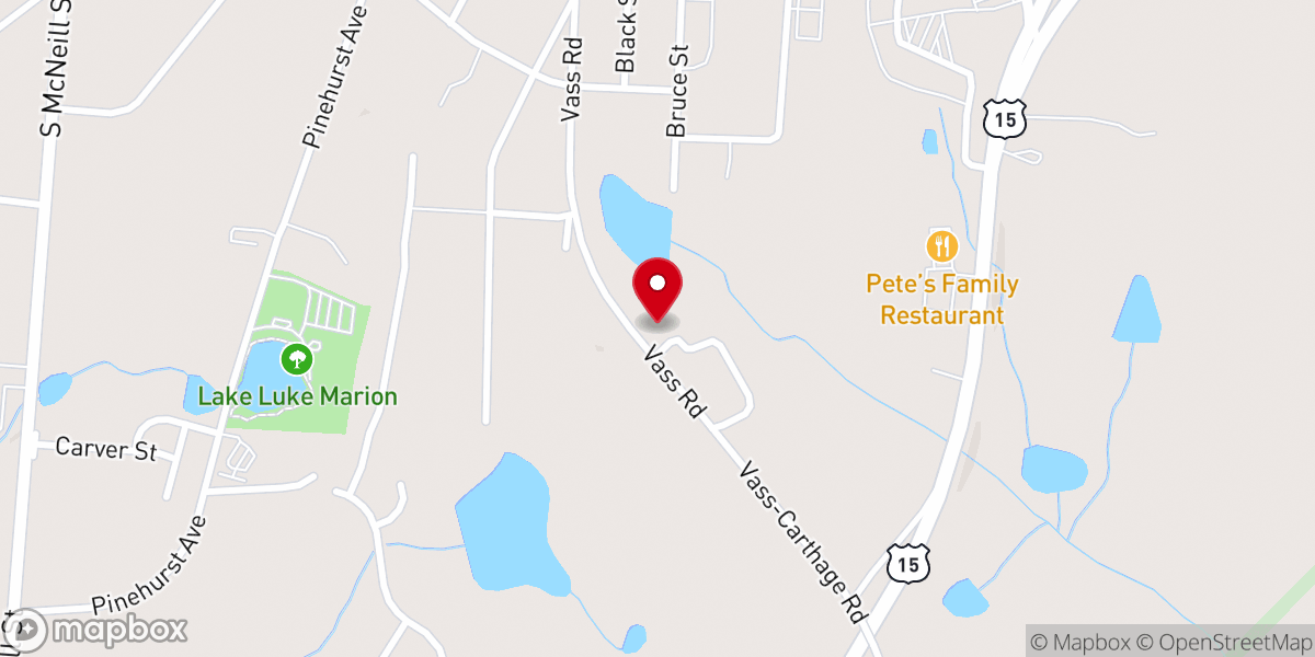 Map showing location of Stony Hill Free Will Baptist Church