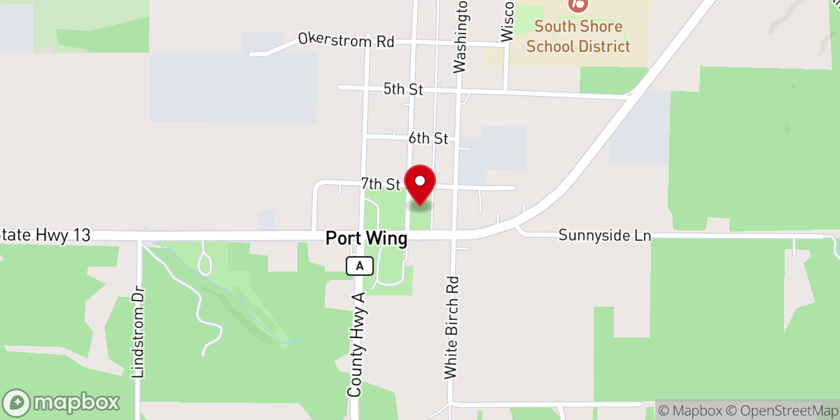 Map showing location of Port Wing Town Hall