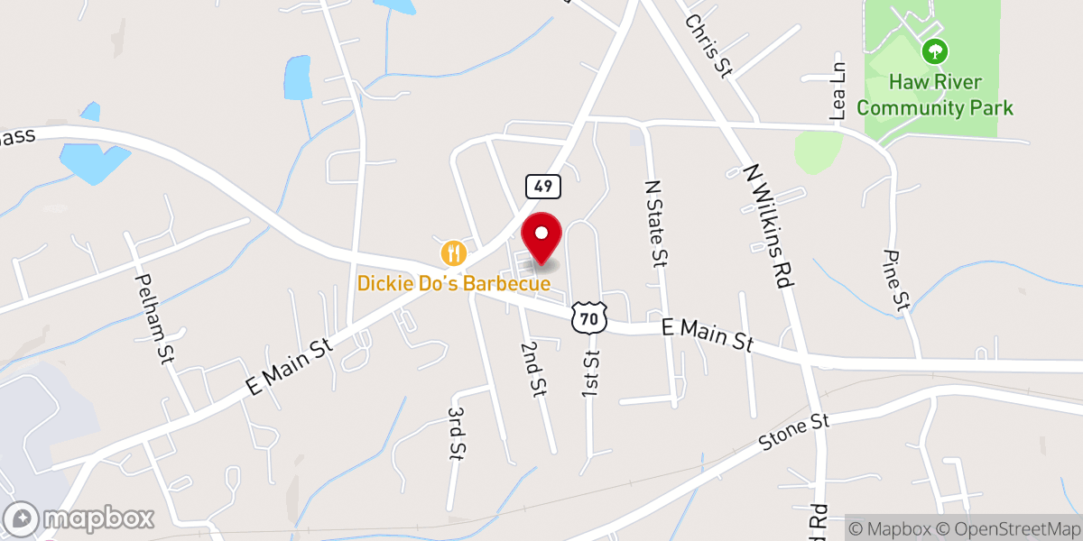 Map showing location of Trinity En Español Haw River