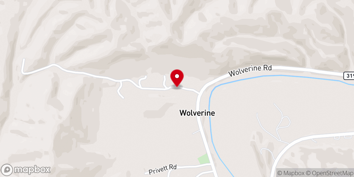 Map showing location of Wolverine United Methodist Church