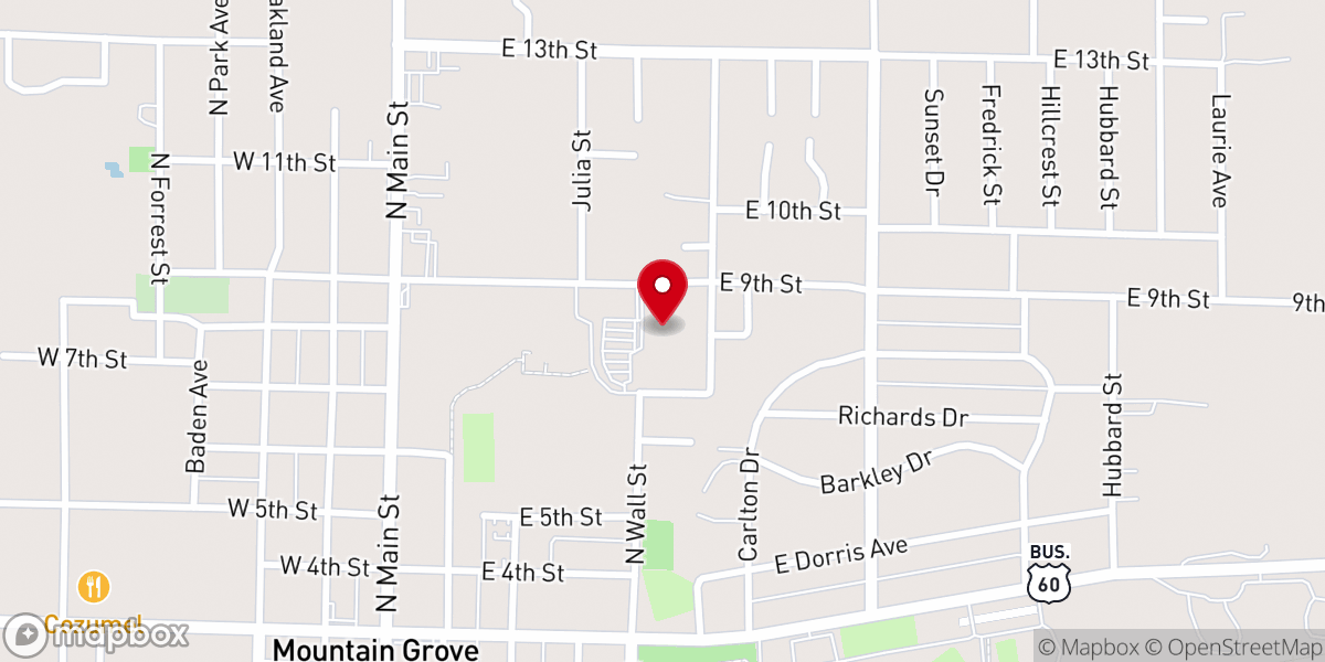 Map showing location of Mountain Grove Branch YMCA