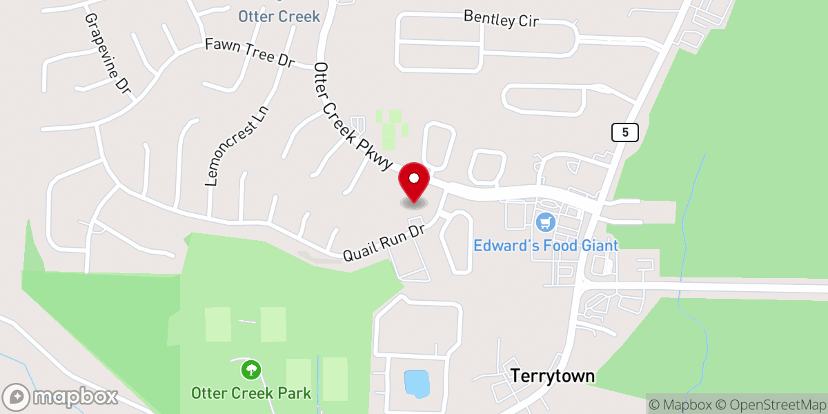 Map showing location of Otter Creek Community Church