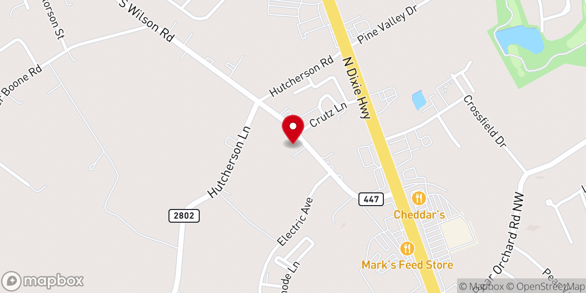 Map showing location of Brooks Baptist Church