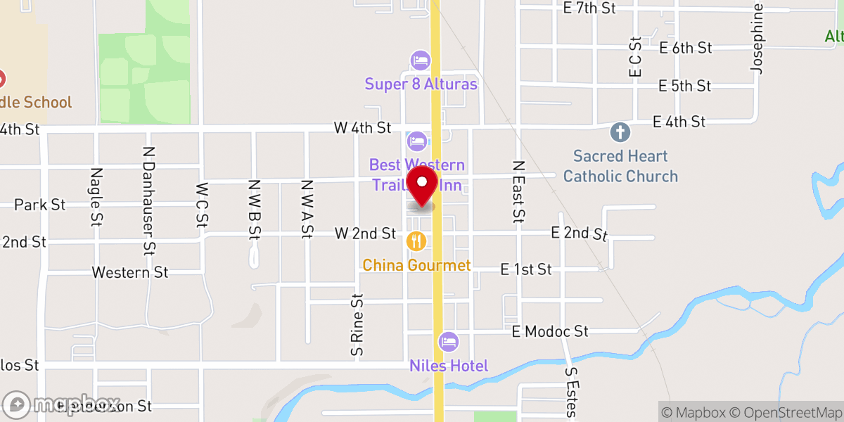 Map showing location of Modoc Vineyard Church