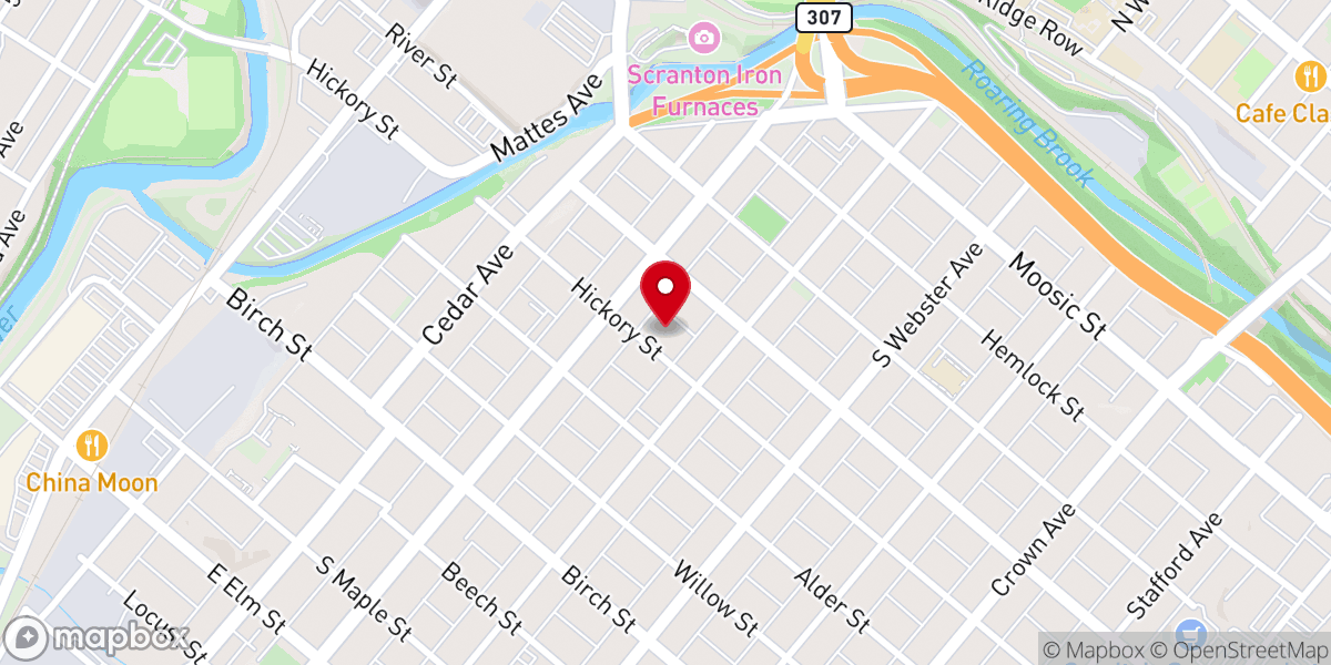 Map showing location of Hickory Street Baptist Church