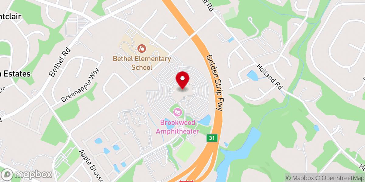 Map showing location of Brookwood Church