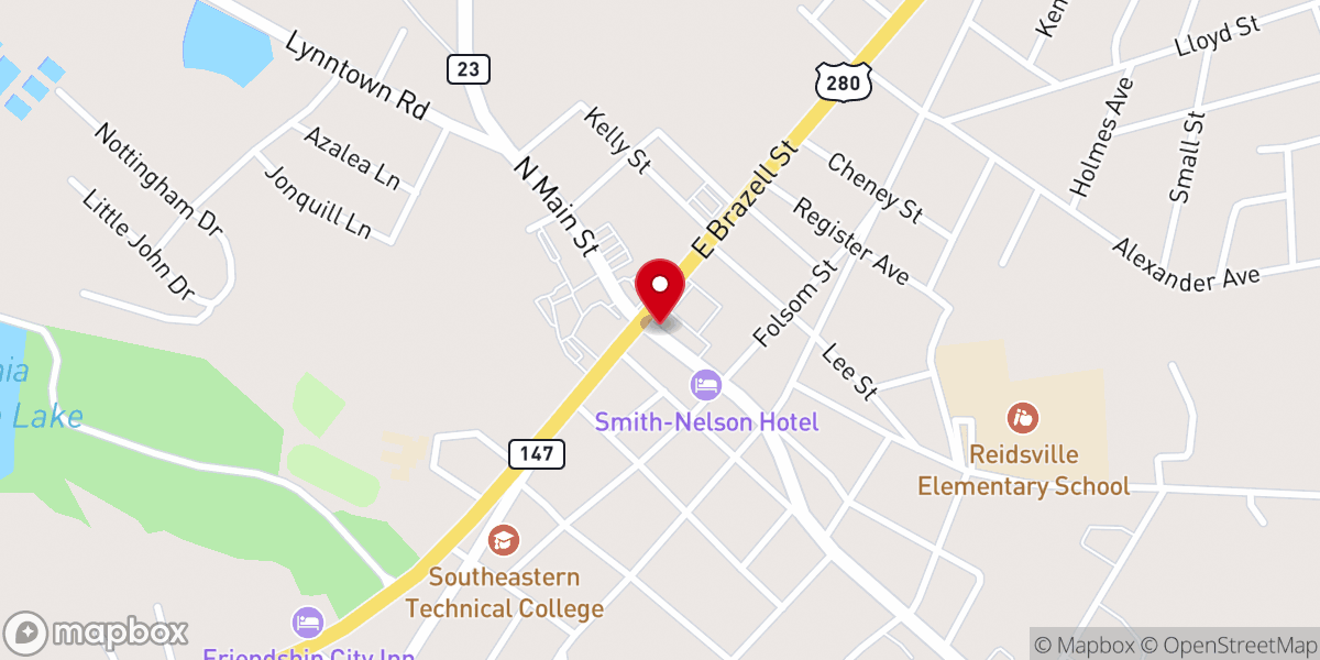 Map showing location of Reidsville Chapel