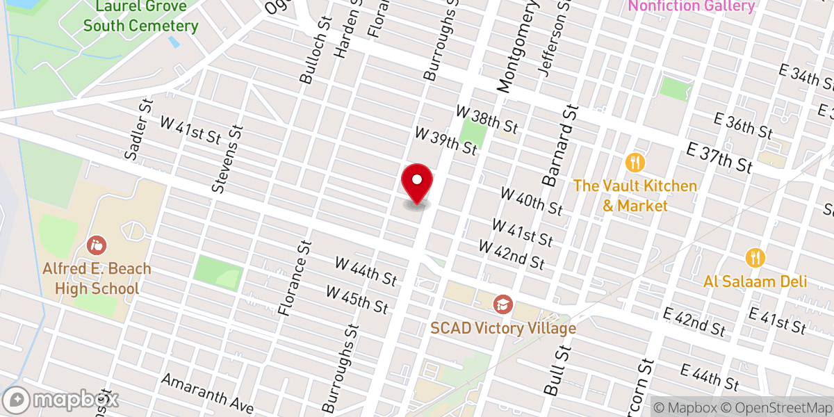Map showing location of West Broad Street Seventh-Day Adventist Church