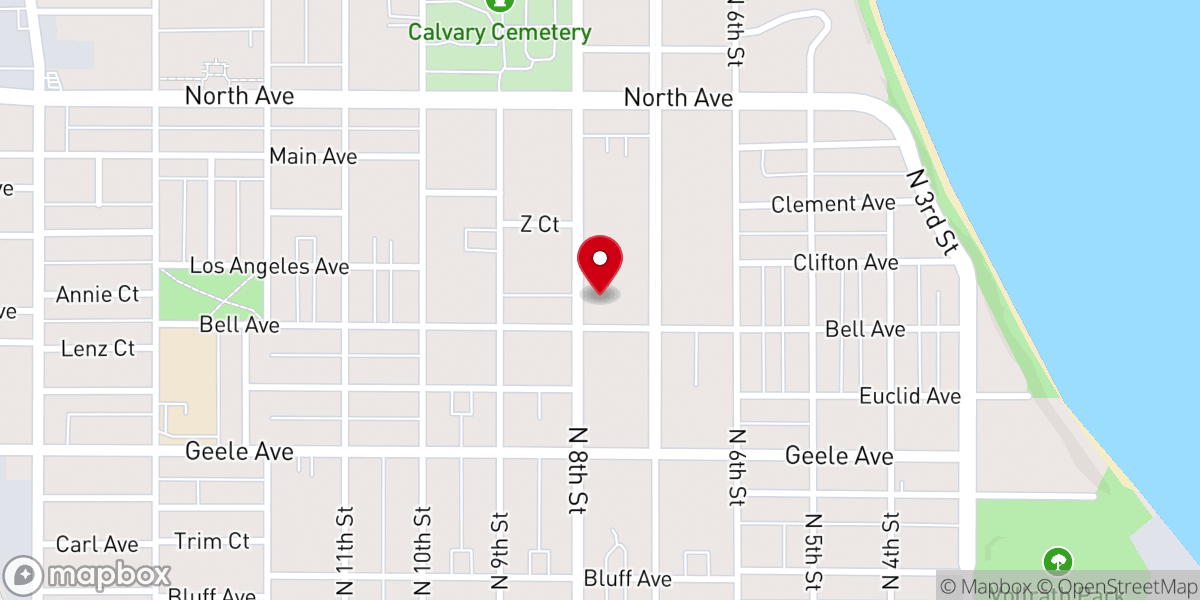 Map showing location of Unity Spiritual Center Sheboygan