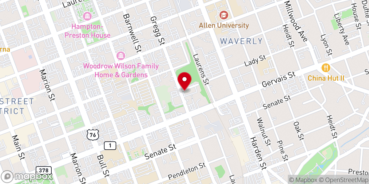 Map showing location of New Ebenezer Baptist Church Columbia South Carolina
