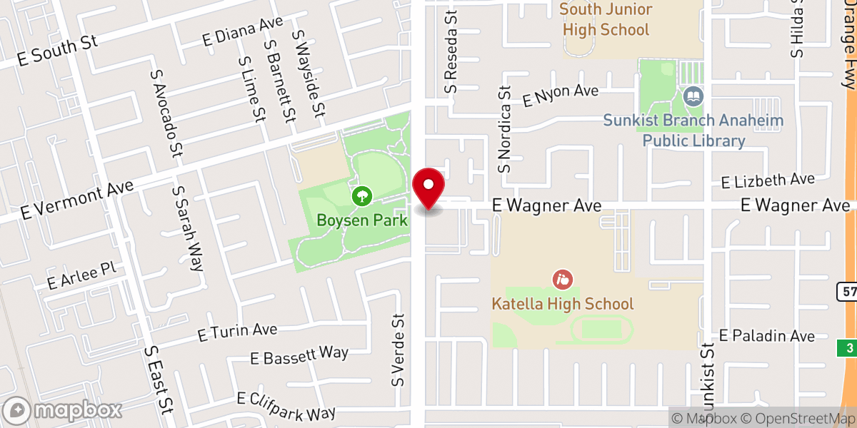 Map showing location of Anaheim United Methodist Church