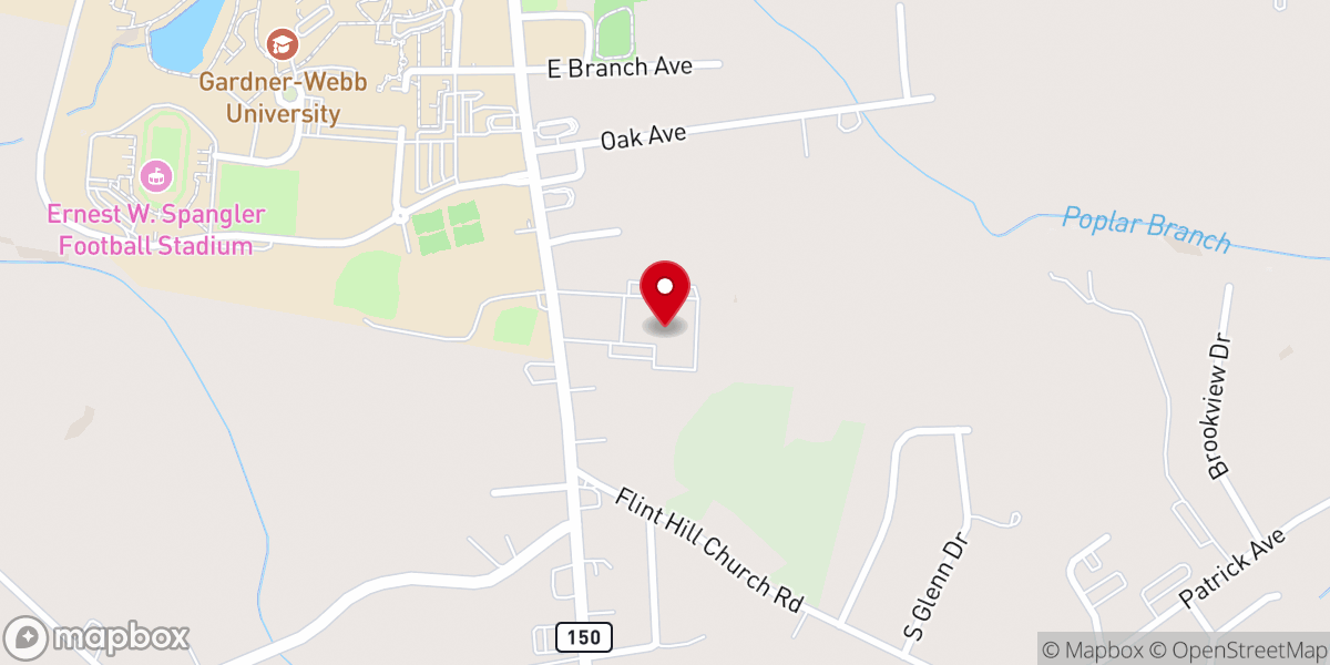 Map showing location of Boiling Springs Baptist Church