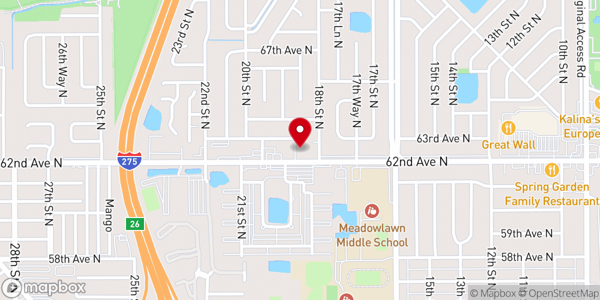 Map showing location of Hope Lutheran Church of St Petersburg