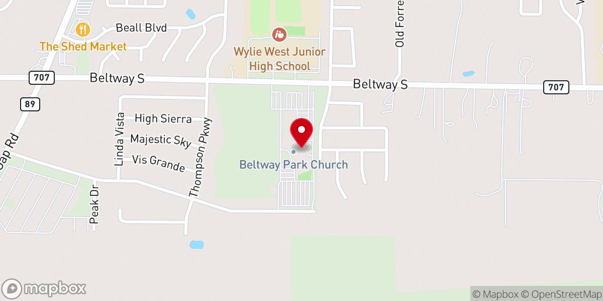 Map showing location of Beltway Park Church - South Campus