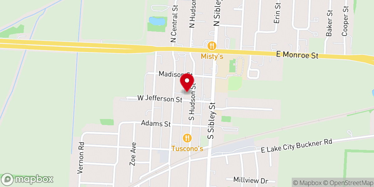 Map showing location of First Christian Church of Buckner
