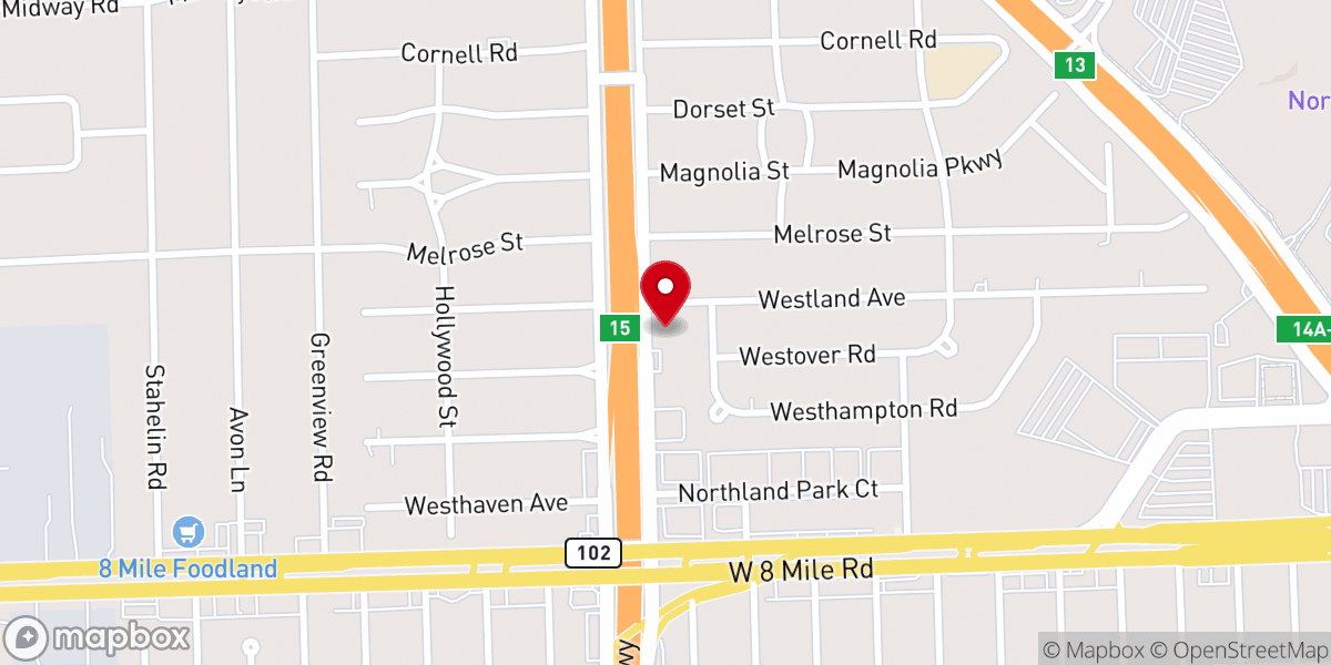 Map showing location of First Baptist Church Of Southfield