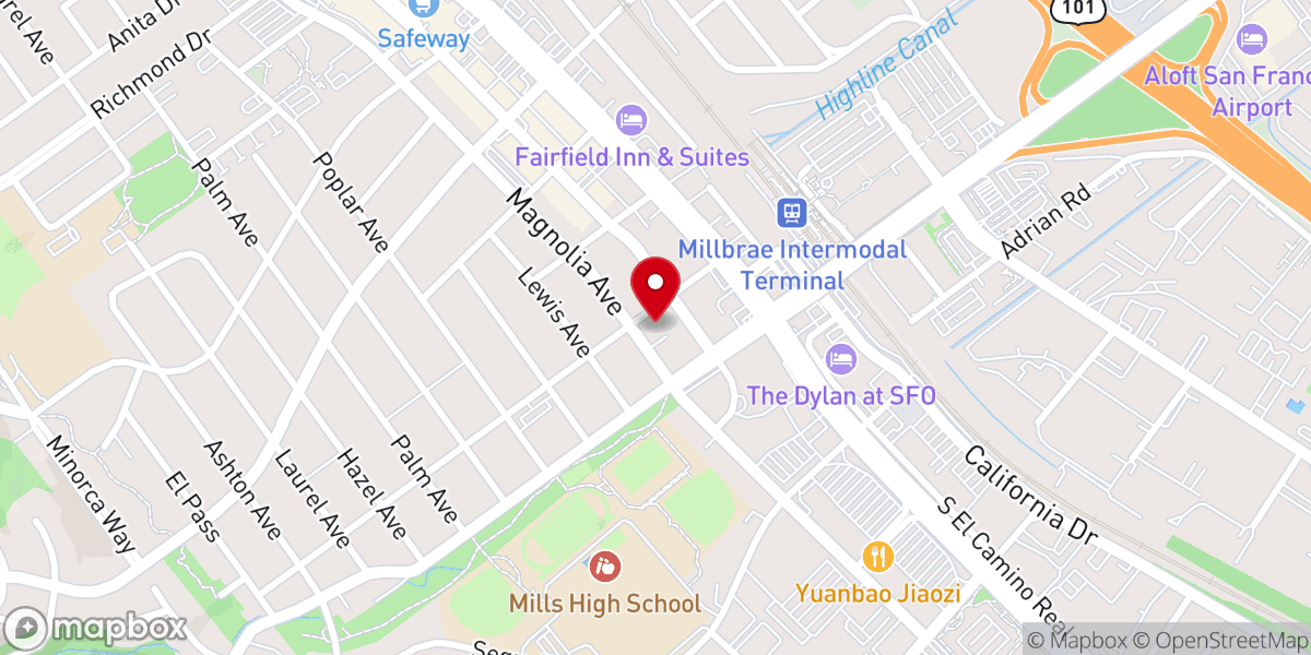 Map showing location of Millbrae Bible Church
