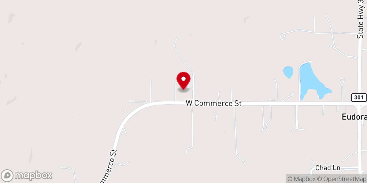 Map showing location of First Baptist Church Eudora