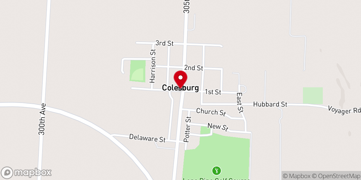 Map showing location of Colesburg