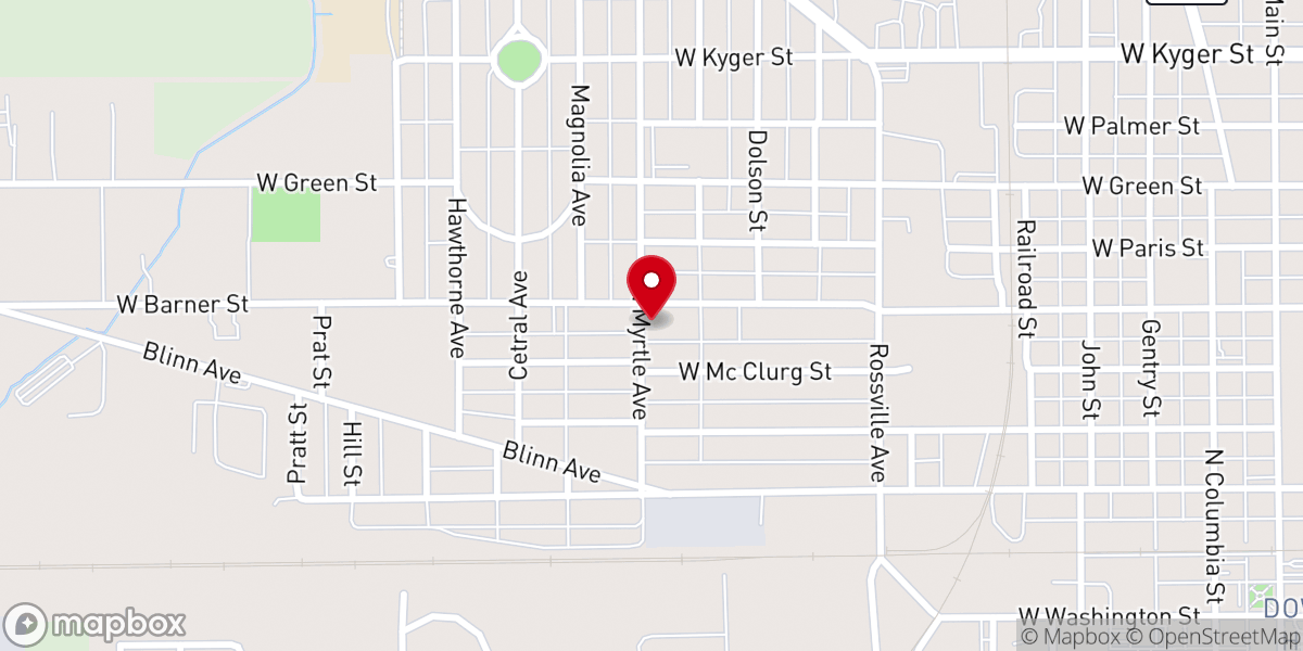 Map showing location of Zion Apostolic Tabernacle