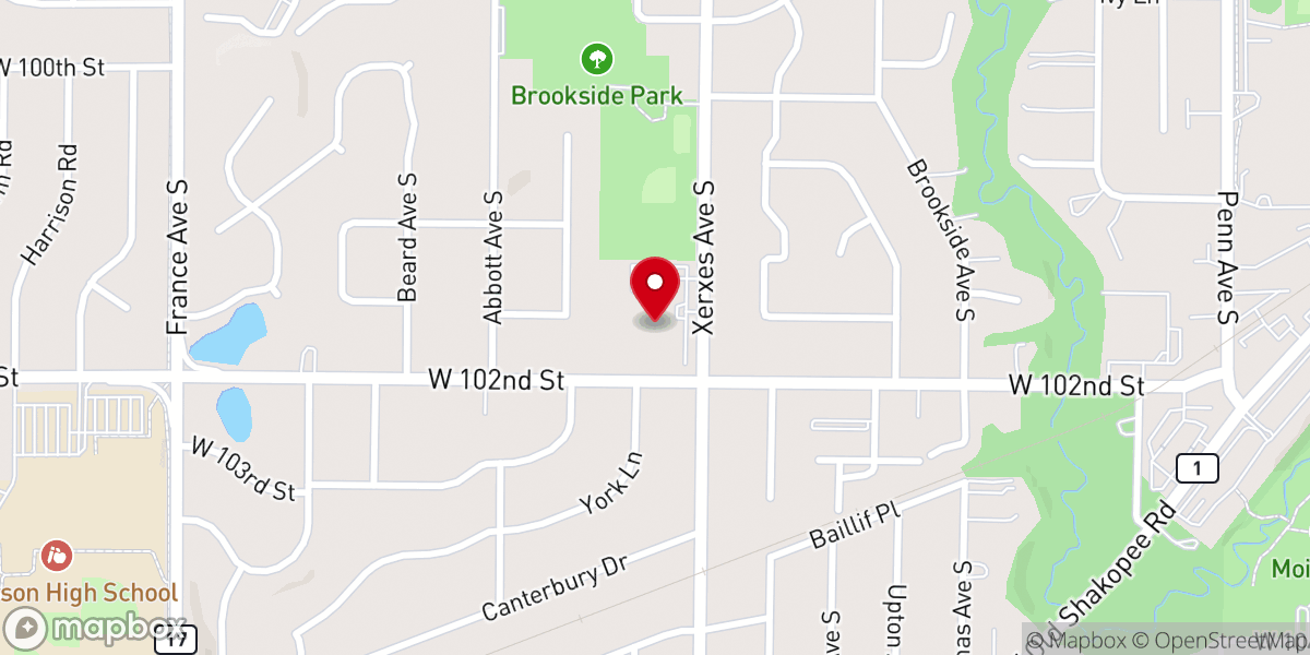 Map showing location of Bloomington Covenant Church