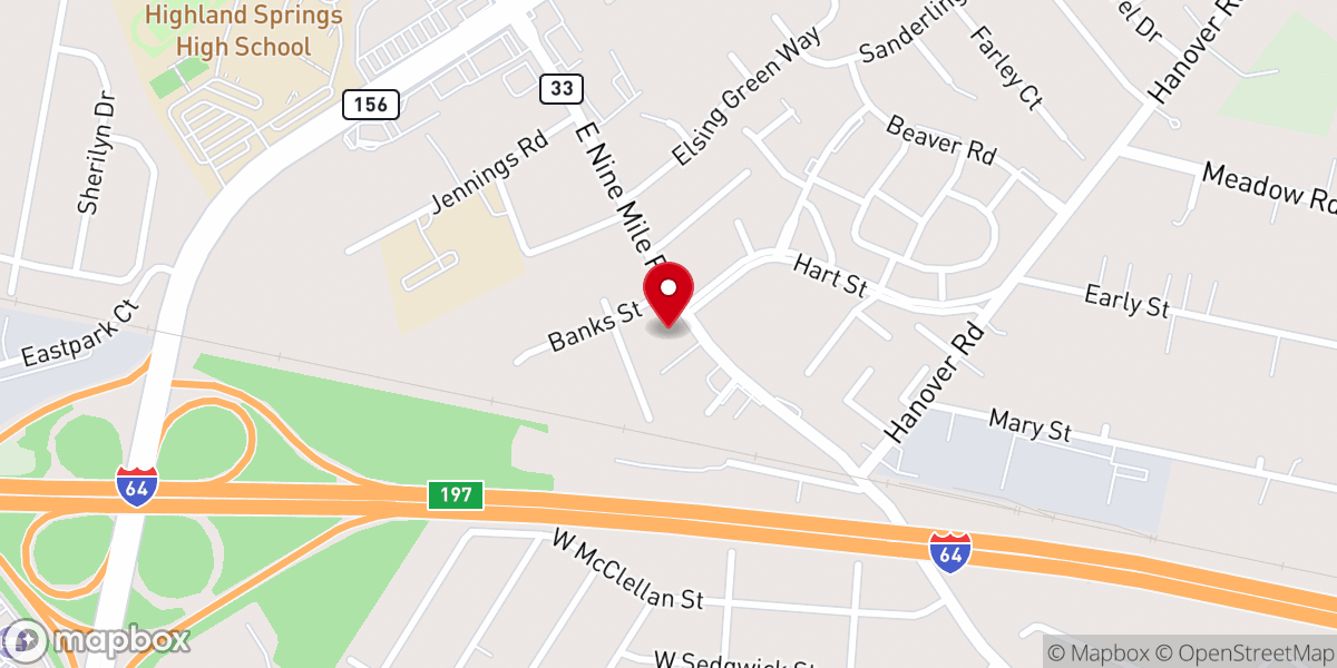Map showing location of Fair Oaks Baptist Church