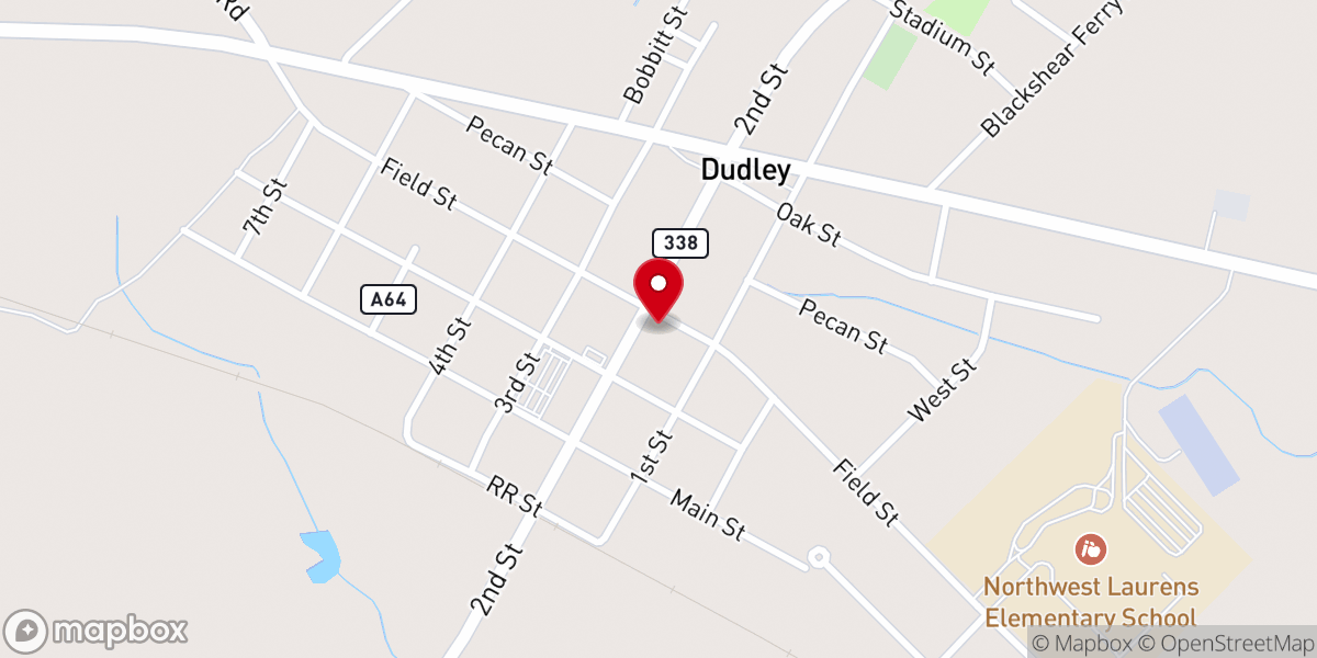 Map showing location of Dudley Wesleyan Church